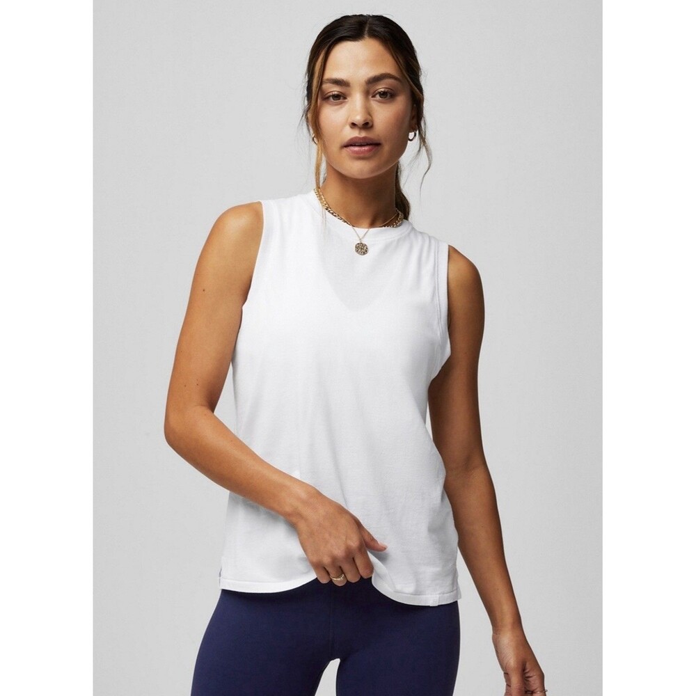 Fabletics Classic White 100% Cotton Sleeveless Lightweight Tank Women’s Size XL